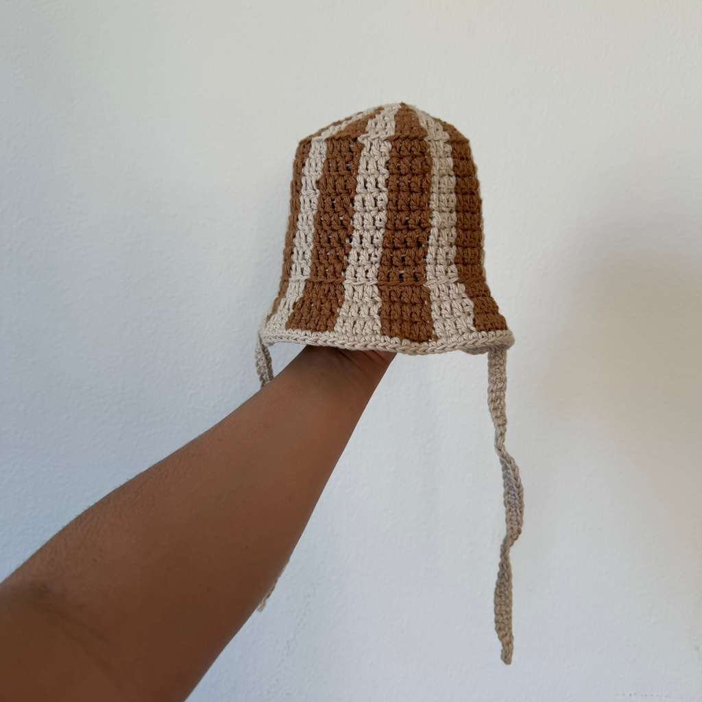 Brown & Cream Stripe Bucket Hat