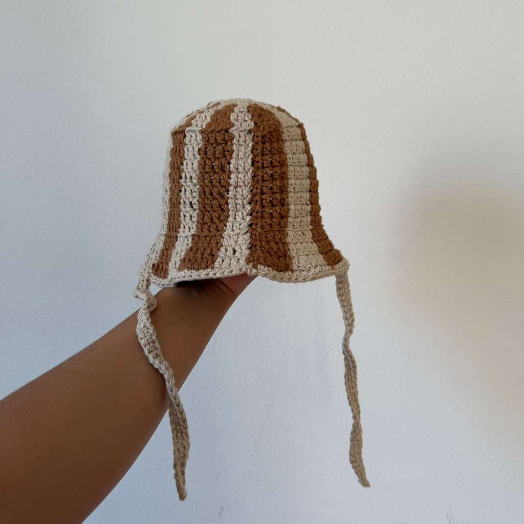 Brown & Cream Stripe Bucket Hat thumbnail 2
