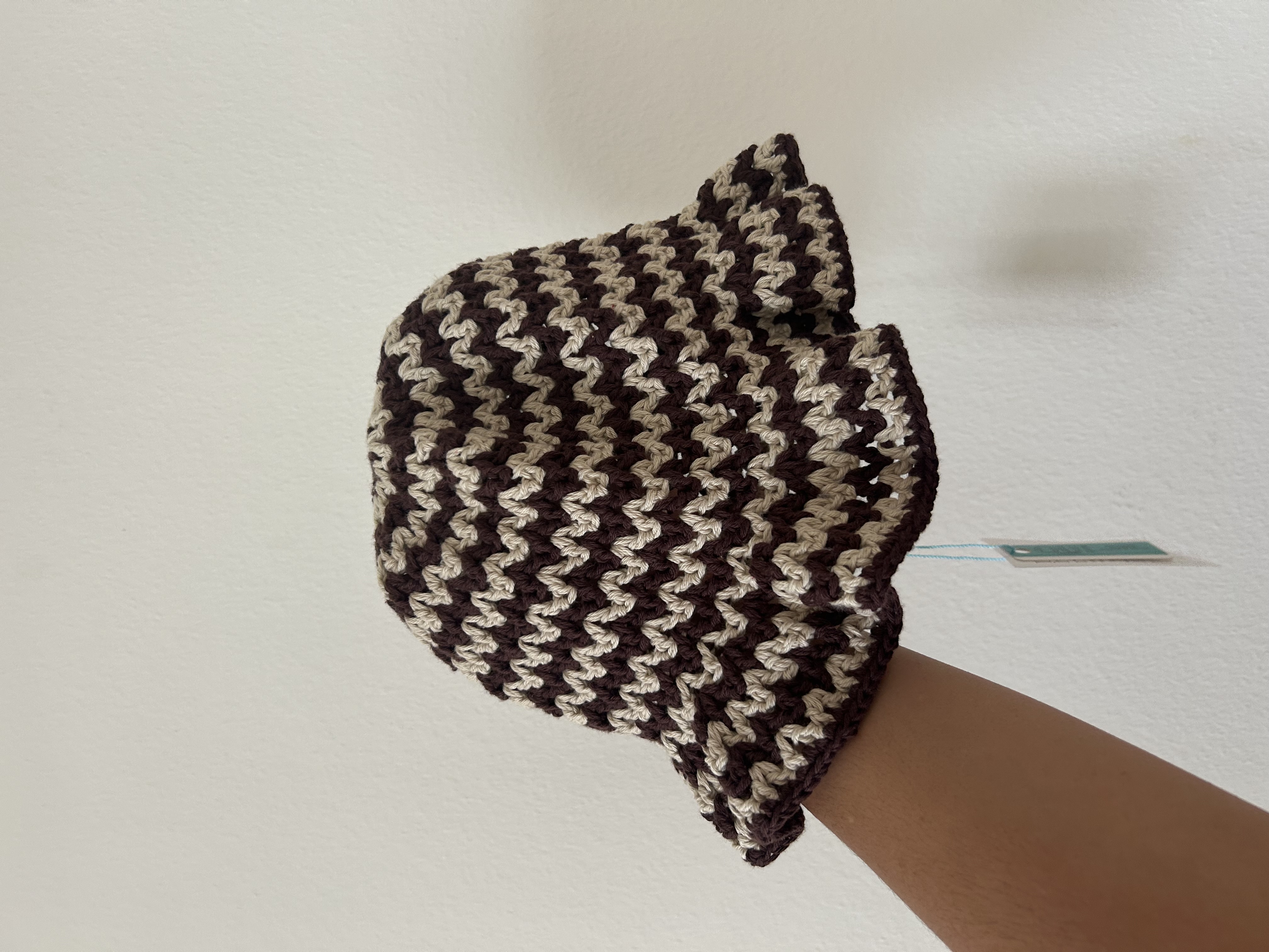 Brown & Cream Striped Bucket Hat