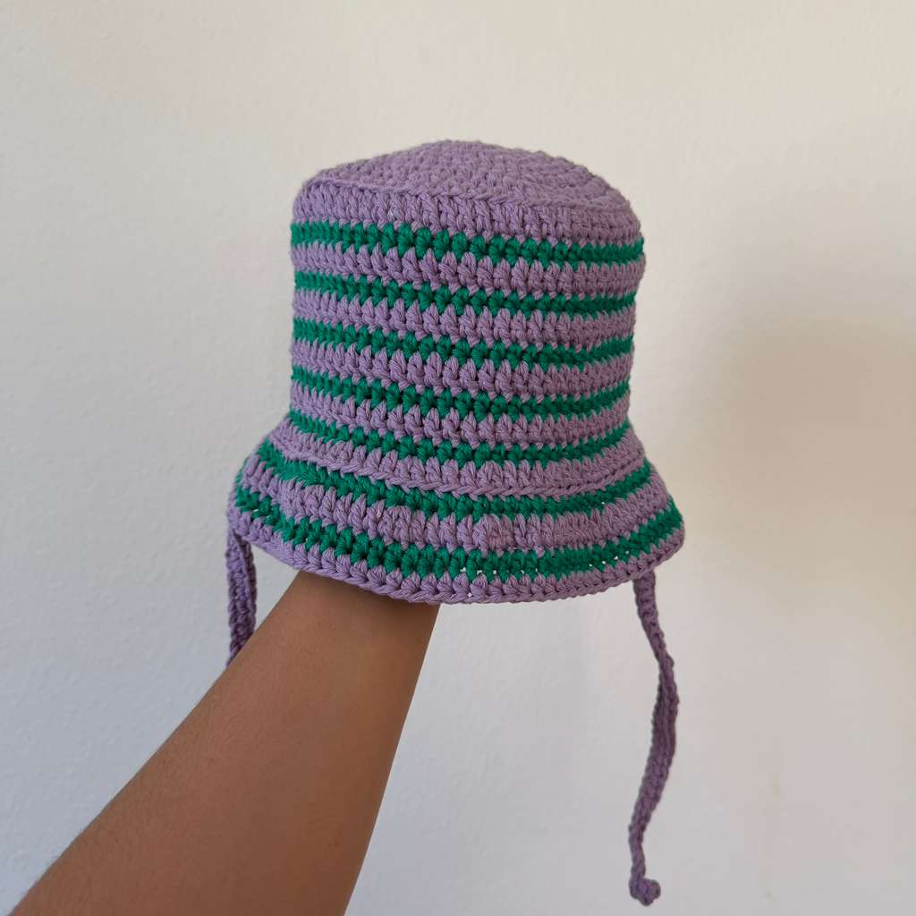 Lavender & Green Stripe Bucket Hat