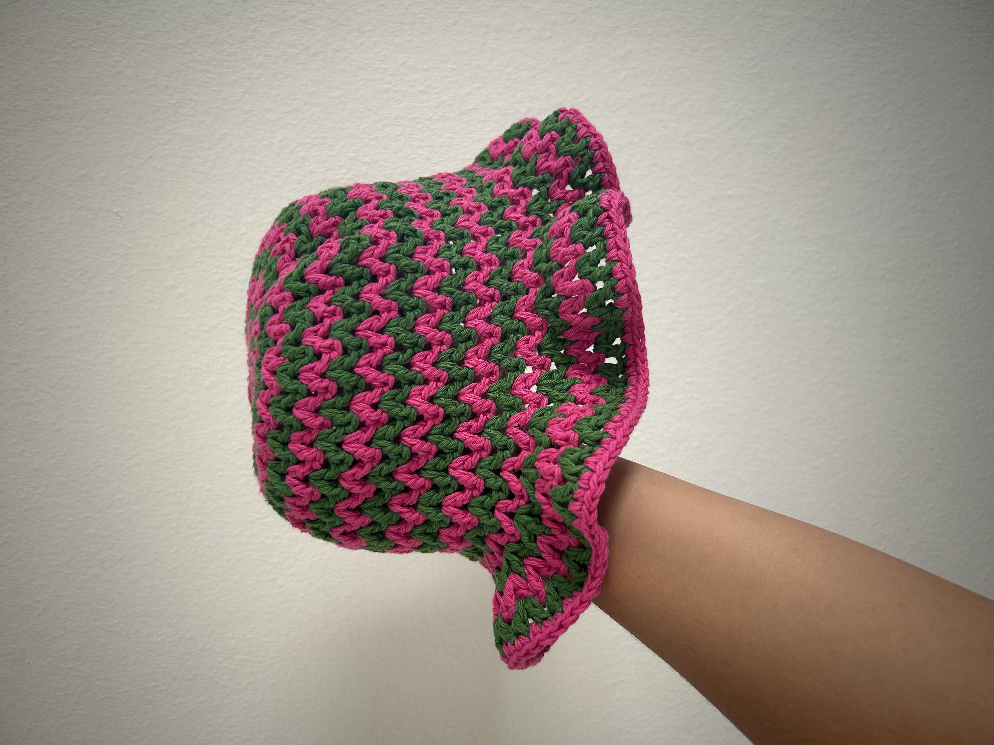 Pink & Green Striped Bucket Hat